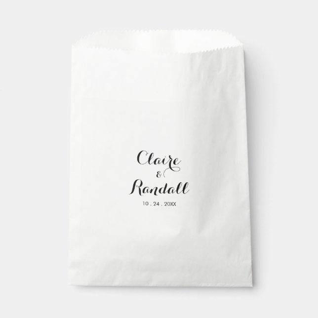 Sacs de mariage minimaliste noir et blanc Favor (Devant)