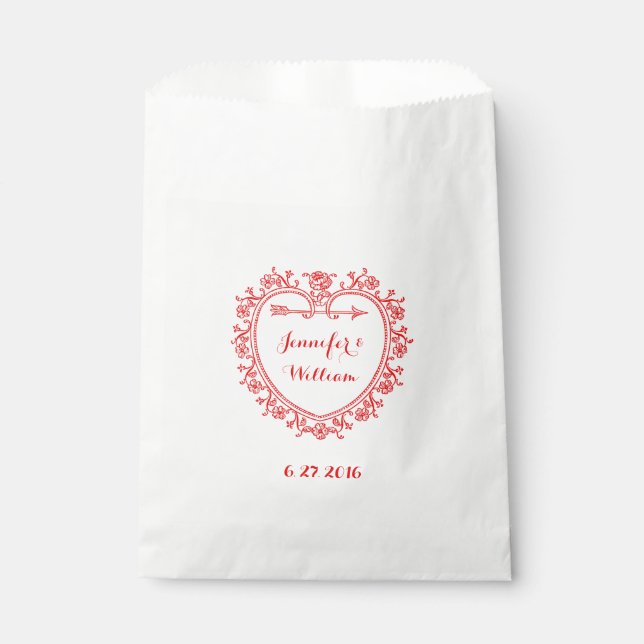 Sacs de mariage victorien Red Heart Favor (Devant)
