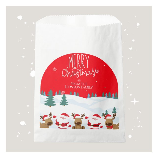 Sacs de Noël Joyeux personnalisés avec nom de fami (Custom Merry Christmas Favor Bags with Family Name)