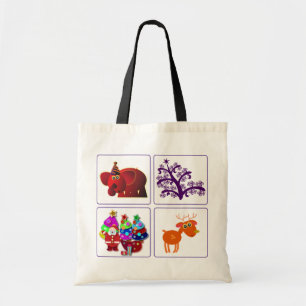 Sacs de Noël : Père Noël, éléphant, renne, et