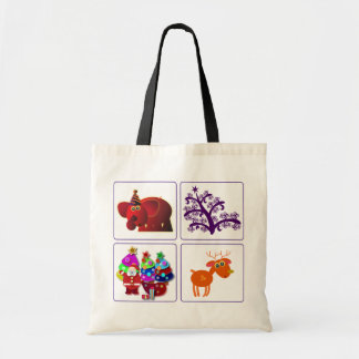Sacs de Noël : Père Noël, éléphant, renne, et