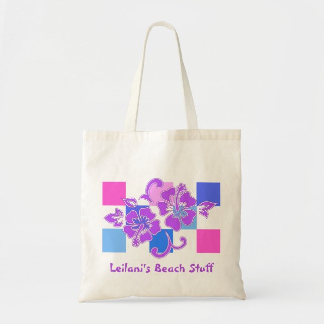 Sacs de plage Hibiscus en damier (Devant)