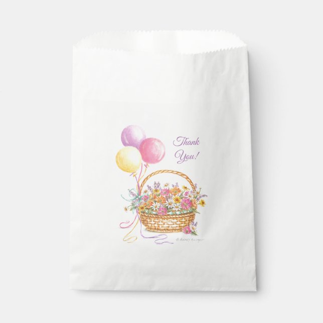 Sacs de remerciement Fleur Panier et Ballons (Devant)
