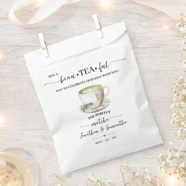 Sacs de thé matcha pour cadeaux de mariage de verd (Coupé)