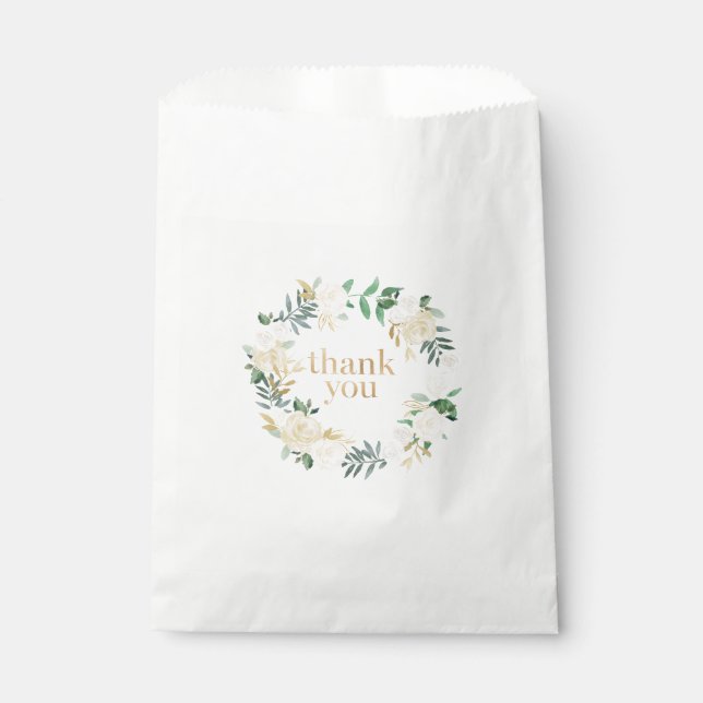 Sacs en papier blanc Fleur Mariage Favoriser (Devant)
