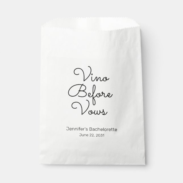 Sacs en papier pour les faveurs de Vino Before Vow (Devant)