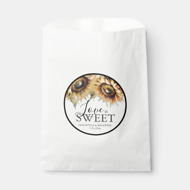 Sacs favoris de mariage Aquarelle Tournesols (Devant)