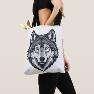 Sacs fourre-tout à graphisme de tête de loup solit