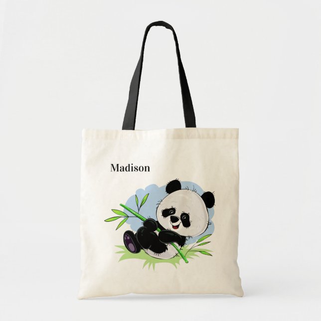 Sacs fourre-tout de nom personnalisé Cute Panda (Devant)
