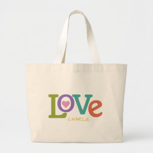 sacs fourre-tout de nom personnalisé d'amour color