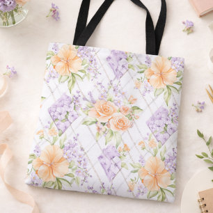 Sacs fourre-tout floraux Peach Roses Lavande Cotta