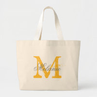 Sacs fourre-tout monogrammes gris et jaune personn