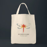 Sacs fourre-tout personnalisés Red Dragonfly<br><div class="desc">Ces sacs fourre-tout personnalisés sont conçus à l'aide d'aquarelles de libellules rouges uniques de Victoria Grigaliunas. Utilisez les champs modèle pour ajouter votre texte personnalisé. Magasinez www.zazzle.com/dotellabelle pour voir toute la collection tropicale et d'autres designs personnalisés. Une libellule rouge est souvent considérée comme un symbole de transformation, d'adaptabilité et de...</div>