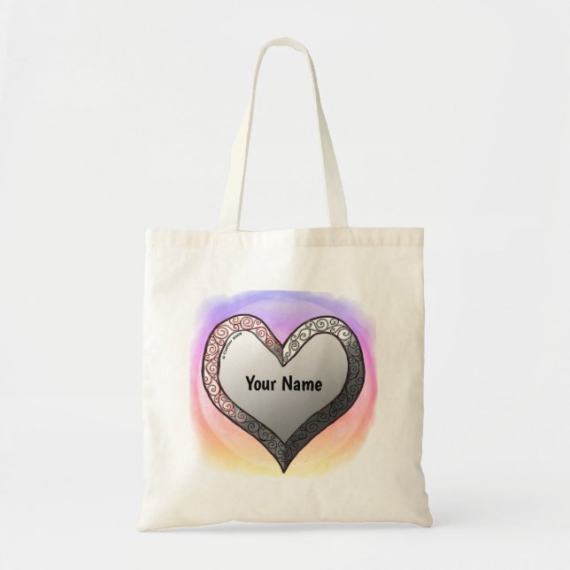 Sacs fourre-tout personnalisés Silver Bevel Heart (Devant)