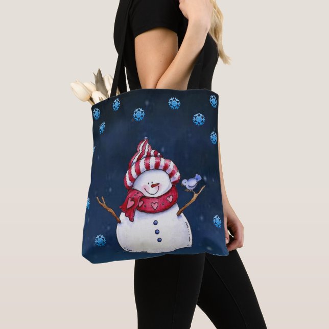 Sacs fourre-tout pour femmes de Noël, Snowman (De près)