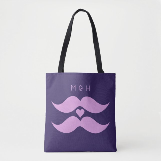 Sacs monochromes Pink Mustaches personnalisés (Devant)