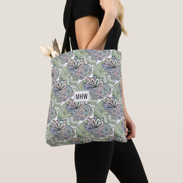 Sacs monogrammes personnalisés Fleurs Abstraites (De près)