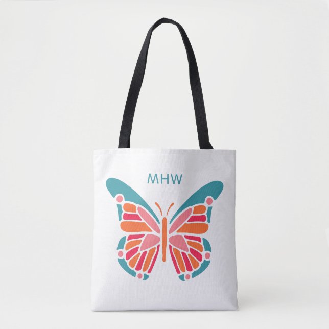 Sacs monogrammes personnalisés papillon stylisé (Devant)