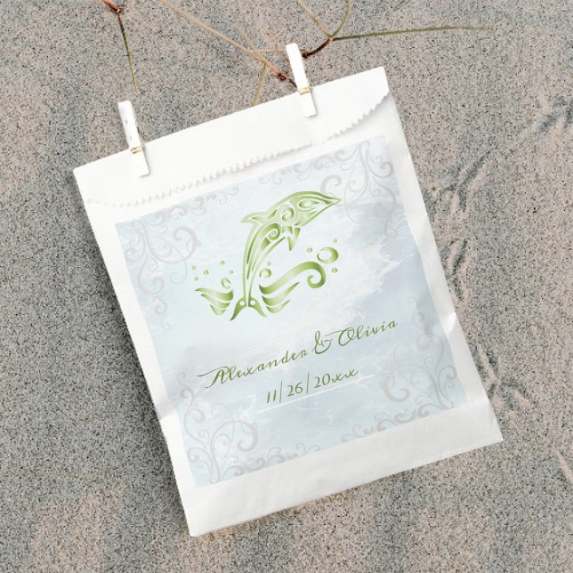 Sacs préférés aux mariages de dauphins verts (Green Dolphin Wedding Favor Bags)