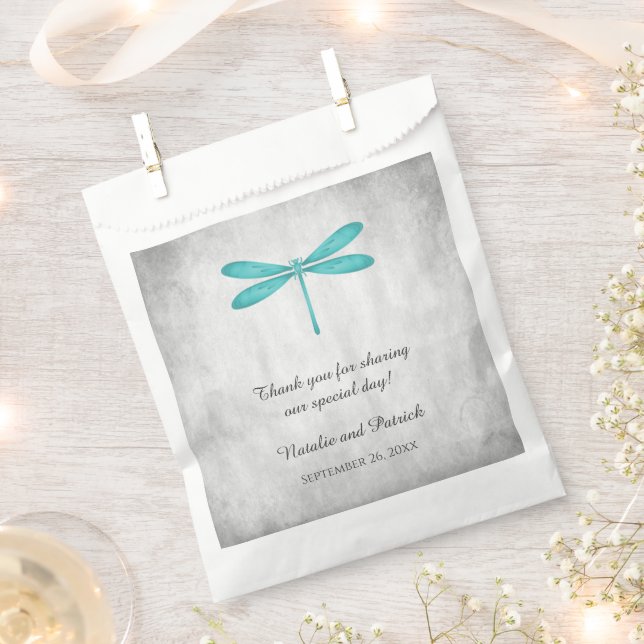 Sacs préférés de mariage de libellules turquoises (Coupé)