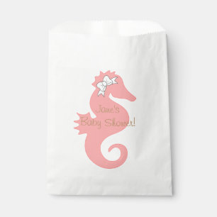 Sacs roses de faveur de baby shower d'hippocampe
