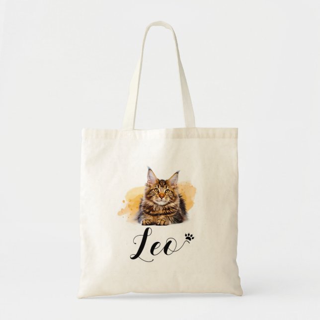 Sacs Tote pour Amoureux de Chats Drôles –  Leo (Devant)