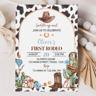 Saddup Highland Cowboy 1st Birthday Invitation