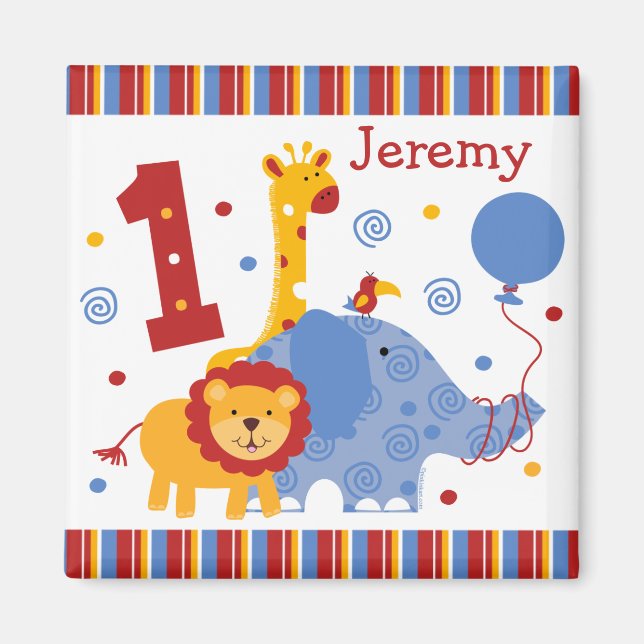 Safari 1er Anniversaire Aimant personnalisé (Devant)