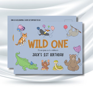 Safari 1er anniversaire Invitations Wild One Anima