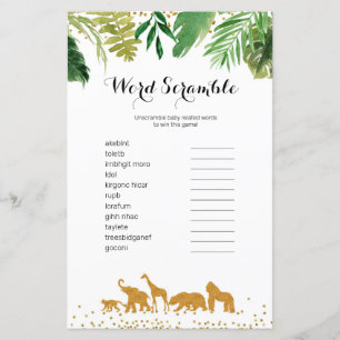 Safari animal aquarelle Word Scramble Jeu,