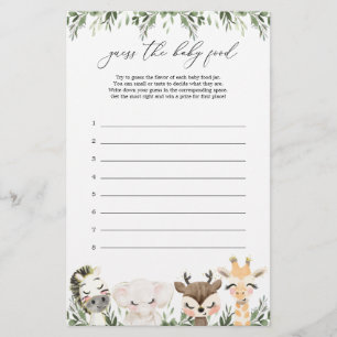 Safari Animal Baby shower Devinez The Baby Food Ga