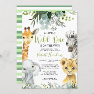 Safari Animal Baby shower Invitation Verdure