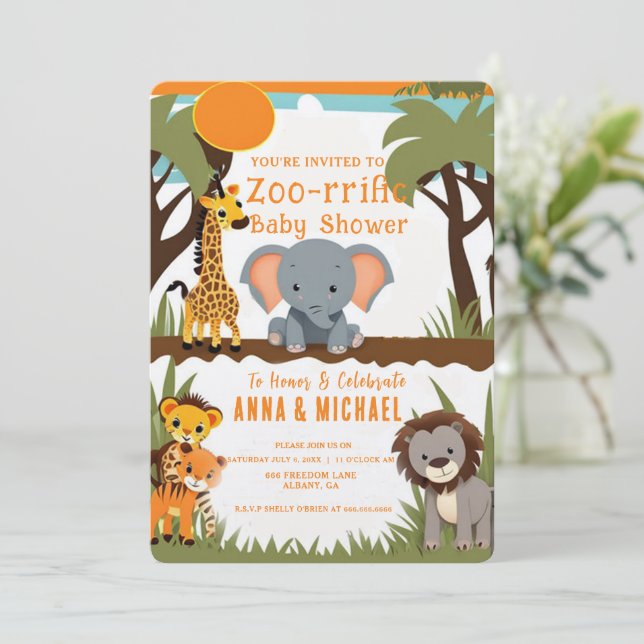 Safari Animal Baby Shower Invitations - Wild (Debout devant)