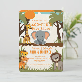 Safari Animal Baby Shower Invitations - Wild