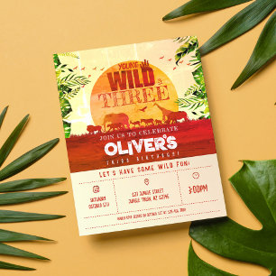 Safari Animal Jeune Wild & 3 Invitation Anniversai