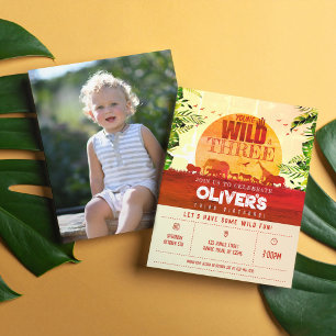 Safari Animal Jeune Wild & 3 Photo Anniversaire