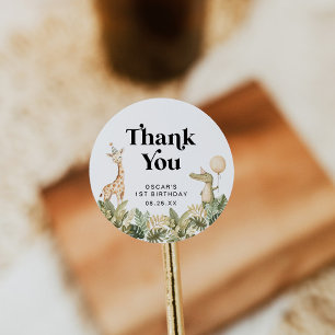 Safari animal premier anniversaire Sticker rond Wi