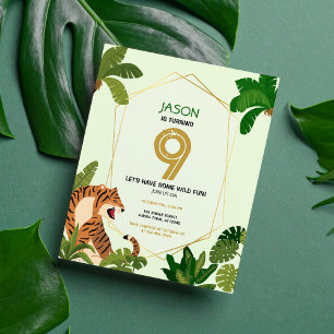 Safari Animal Tiger Budget Anniversaire Invitation