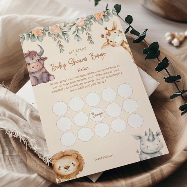 Safari Animals Baby Shower Bingo (Créateur téléchargé)