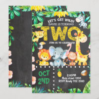 Safari Animaux 2e anniversaire Invitation Jungle Z