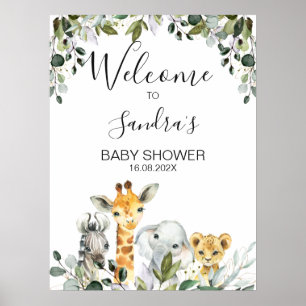 Safari Animaux avec Affiche de bienvenue Baby show