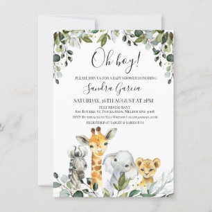 Safari Animaux avec Invitation Baby shower de Lion