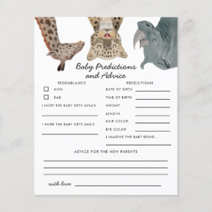 Safari Animaux Baby Predictions & Conseils Card