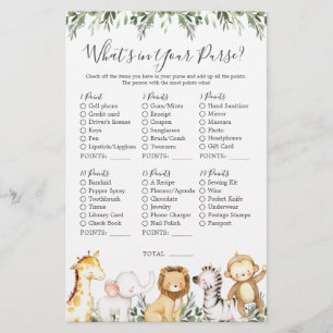 Safari Animaux Baby shower Ce qui est dans votre s