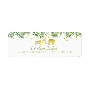Safari Animaux Baby shower Gold Étiquette de adres