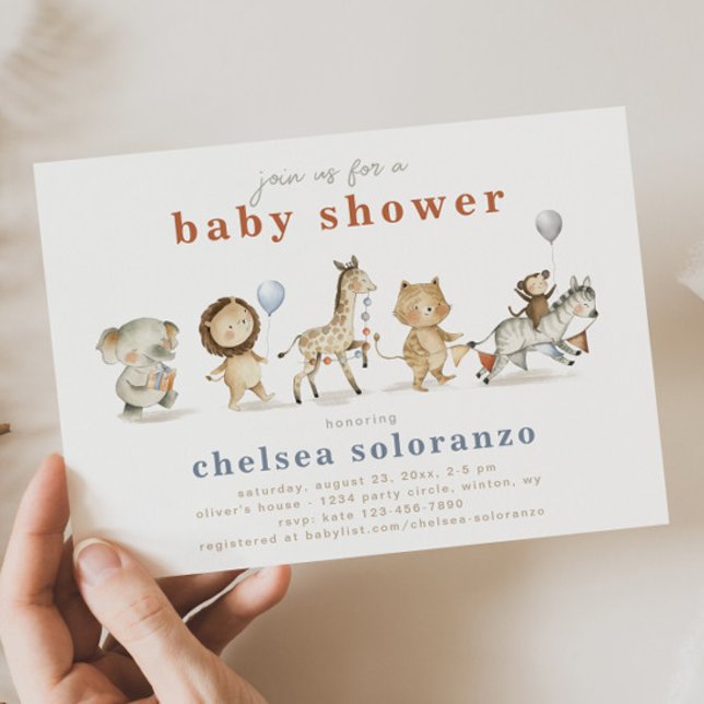 Safari Animaux Baby shower Invitation | Animaux (Créateur téléchargé)