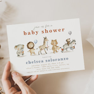 Safari Animaux Baby shower Invitation   Animaux