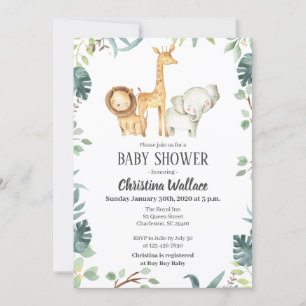 Safari Animaux Baby Shower Invitations