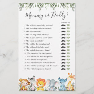 Safari Animaux Baby shower maman ou papa jeu