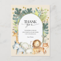 Safari animaux baby shower merci carte postale